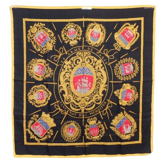 Hermes Other - 882223O Hermes Scarf "Les Armes de Paris" Multicolor Silk Carre 90